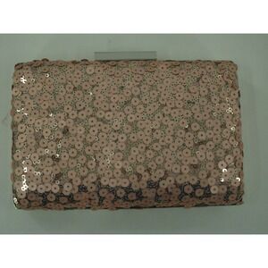Antonio Melani Rose Gold Sequin Box Clutch with Chain Strap Wedding Coquette